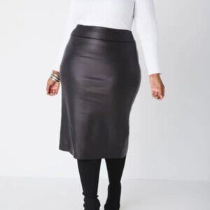 Faux Leather Midi Skirt